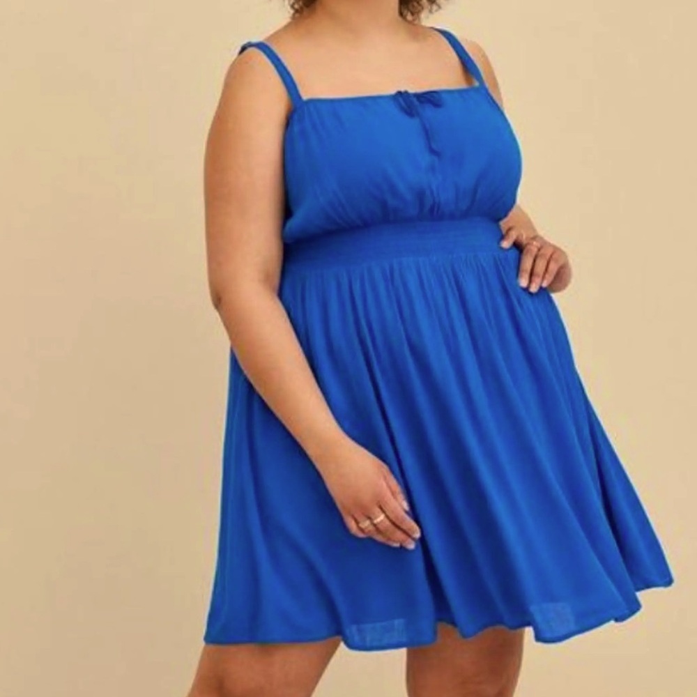 Torrid mini gauze smocked waist dress size 1 royal blue